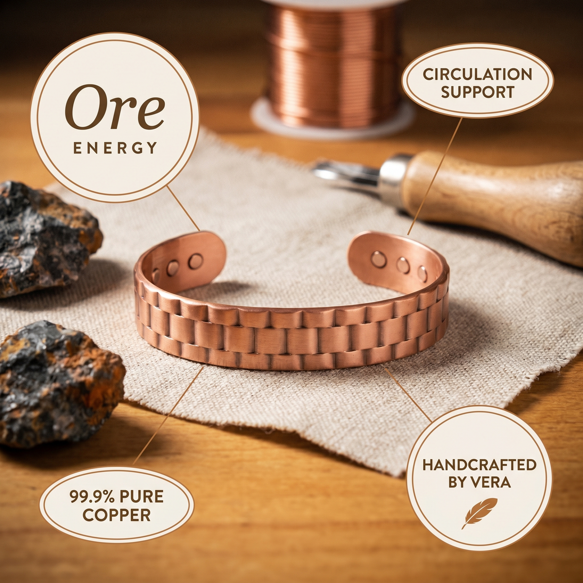 Vera's Ore Men's Copper Bracelet